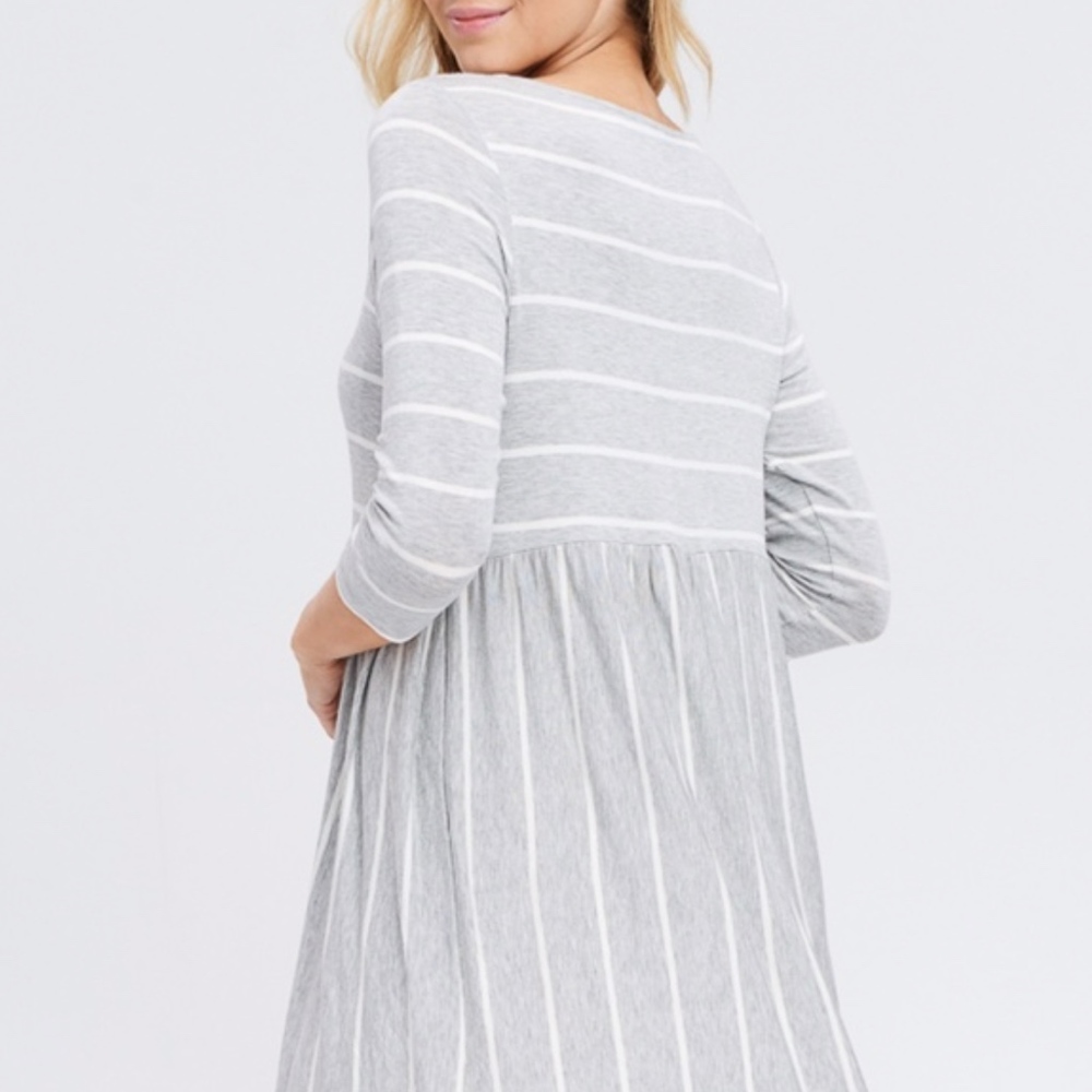 !! LAST ONE !! Grey Stripe Mini Dress Size L - Picture 4 of 5